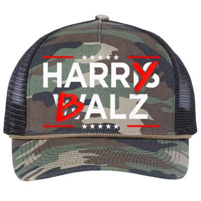 Funny Harris Walz 24 Harry Balz 2024 Meme Kamala Harris Retro Rope Trucker Hat Cap