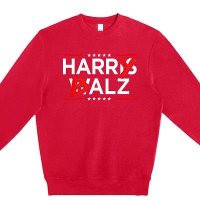 Funny Harris Walz 24 Harry Balz 2024 Meme Kamala Harris Premium Crewneck Sweatshirt