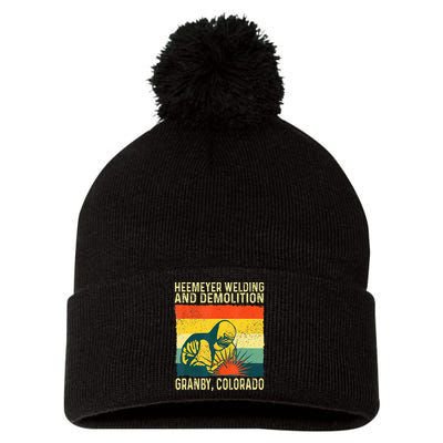 Funny Heemeyer Welding And Demolition Granby Vintage Pom Pom 12in Knit Beanie