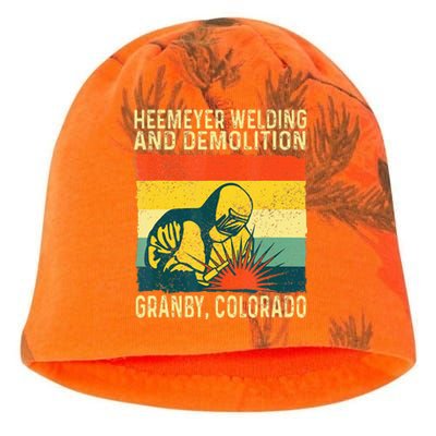 Funny Heemeyer Welding And Demolition Granby Vintage Kati - Camo Knit Beanie