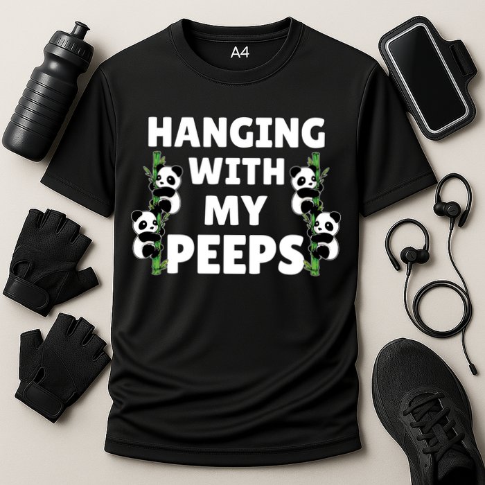 Funny Hanging With My Peeps Panda Gift Cooling Performance Crew T-Shirt