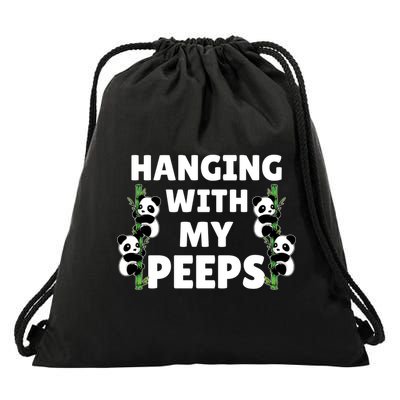 Funny Hanging With My Peeps Panda Gift Drawstring Bag