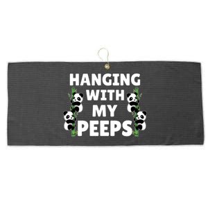 Funny Hanging With My Peeps Panda Gift Large Microfiber Waffle Golf Towel