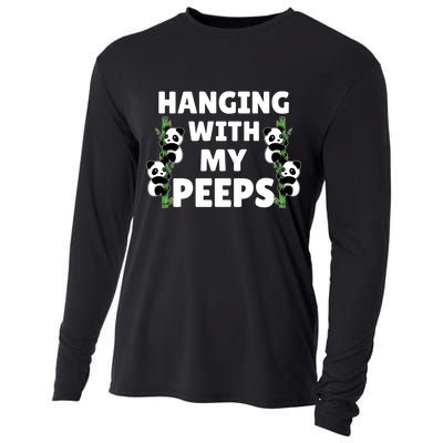 Funny Hanging With My Peeps Panda Gift Cooling Performance Long Sleeve Crew