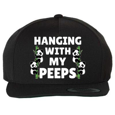 Funny Hanging With My Peeps Panda Gift Wool Snapback Cap