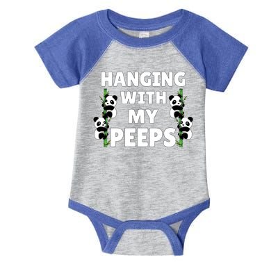 Funny Hanging With My Peeps Panda Gift Infant Baby Jersey Bodysuit