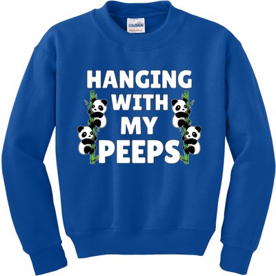Funny Hanging With My Peeps Panda Gift Kids Sweatshirt