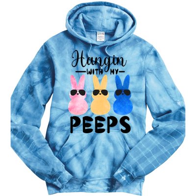 Funny Hangin With My Peeps Easter Bunny Chillin With Peeps Gift Tie Dye Hoodie