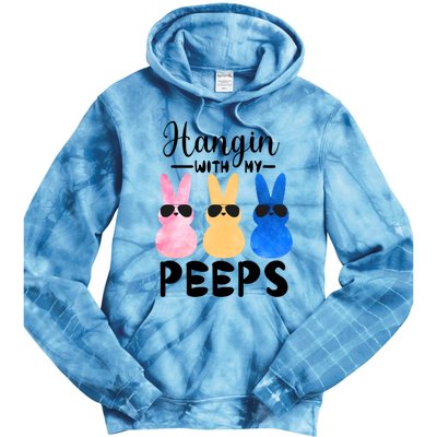 Funny Hangin With My Peeps Easter Bunny Chillin With Peeps Gift Tie Dye Hoodie