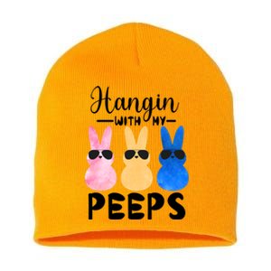 Funny Hangin With My Peeps Easter Bunny Chillin With Peeps Gift Short Acrylic Beanie