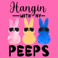 Funny Hangin With My Peeps Easter Bunny Chillin With Peeps Gift Stripe Pom Pom Beanie
