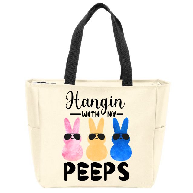 Funny Hangin With My Peeps Easter Bunny Chillin With Peeps Gift Zip Tote Bag