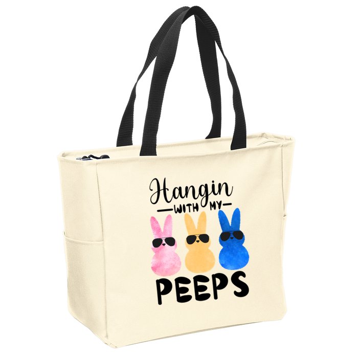Funny Hangin With My Peeps Easter Bunny Chillin With Peeps Gift Zip Tote Bag