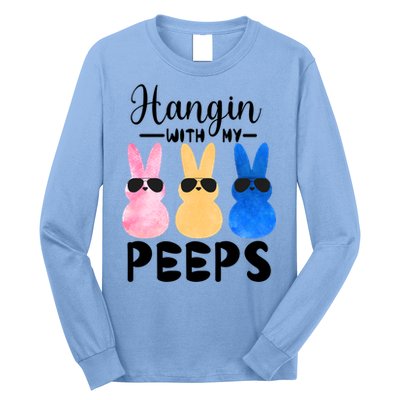 Funny Hangin With My Peeps Easter Bunny Chillin With Peeps Gift Long Sleeve Shirt