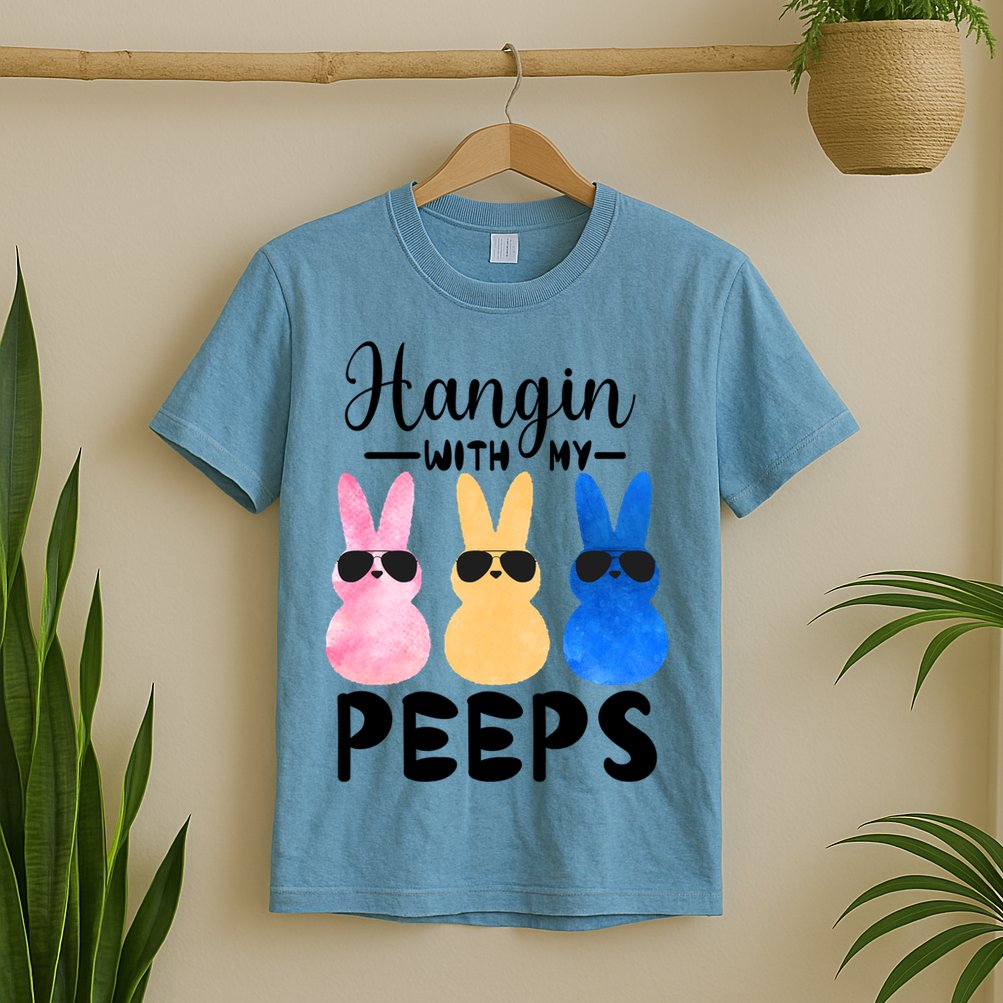 Funny Hangin With My Peeps Easter Bunny Chillin With Peeps Gift T-Shirt