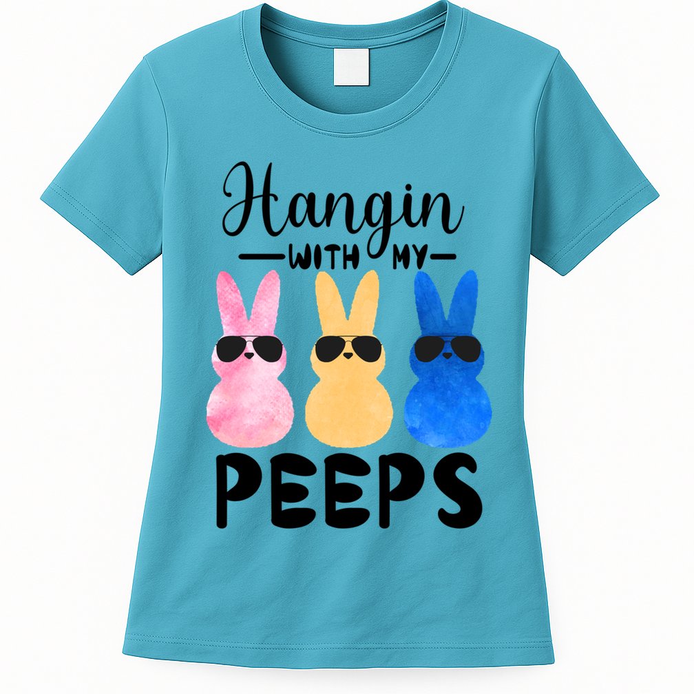 Funny Hangin With My Peeps Easter Bunny Chillin With Peeps Gift Womens T-Shirt