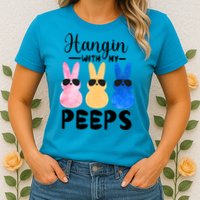Funny Hangin With My Peeps Easter Bunny Chillin With Peeps Gift Womens T-Shirt