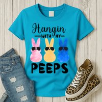 Funny Hangin With My Peeps Easter Bunny Chillin With Peeps Gift Womens T-Shirt