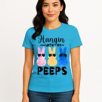 Funny Hangin With My Peeps Easter Bunny Chillin With Peeps Gift Womens T-Shirt