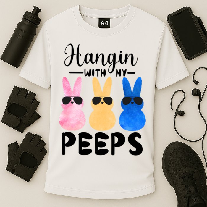 Funny Hangin With My Peeps Easter Bunny Chillin With Peeps Gift Cooling Performance Crew T-Shirt