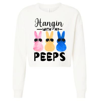 Funny Hangin With My Peeps Easter Bunny Chillin With Peeps Gift Cropped Pullover Crew
