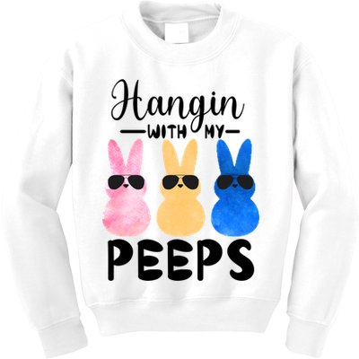 Funny Hangin With My Peeps Easter Bunny Chillin With Peeps Gift Kids Sweatshirt