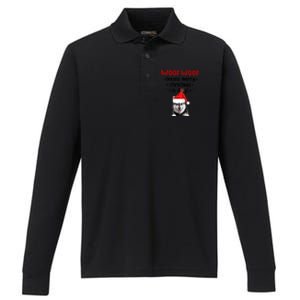 Funny Husky Woof Woof Means Merry Christmas In Dog Merry Gift Performance Long Sleeve Polo