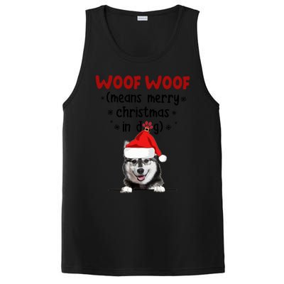 Funny Husky Woof Woof Means Merry Christmas In Dog Merry Gift PosiCharge Competitor Tank