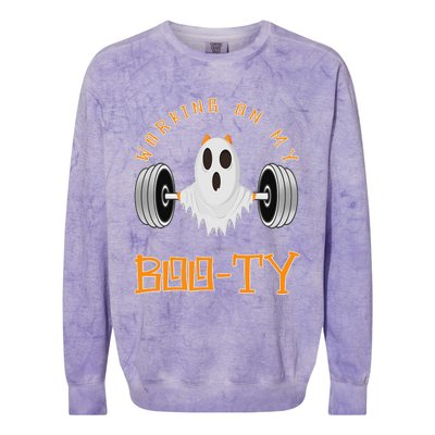 Funny Halloween Workout Gym Working On My Boo Ty Ghost Colorblast Crewneck Sweatshirt