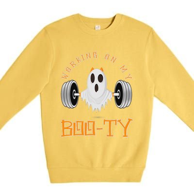 Funny Halloween Workout Gym Working On My Boo Ty Ghost Premium Crewneck Sweatshirt