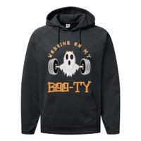 Funny Halloween Workout Gym Working On My Boo Ty Ghost Performance Fleece Hoodie