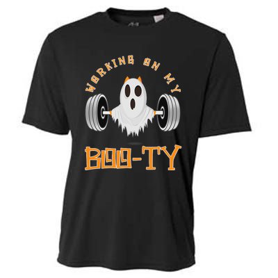 Funny Halloween Workout Gym Working On My Boo Ty Ghost Cooling Performance Crew T-Shirt