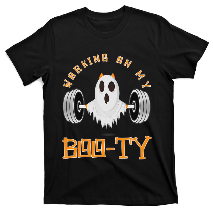 Funny Halloween Workout Gym Working On My Boo Ty Ghost T-Shirt