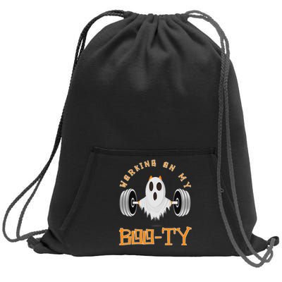 Funny Halloween Workout Gym Working On My Boo Ty Ghost Sweatshirt Cinch Pack Bag