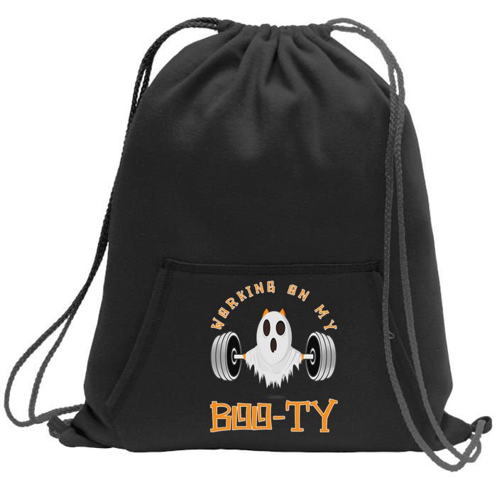 Funny Halloween Workout Gym Working On My Boo Ty Ghost Sweatshirt Cinch Pack Bag