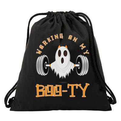 Funny Halloween Workout Gym Working On My Boo Ty Ghost Drawstring Bag