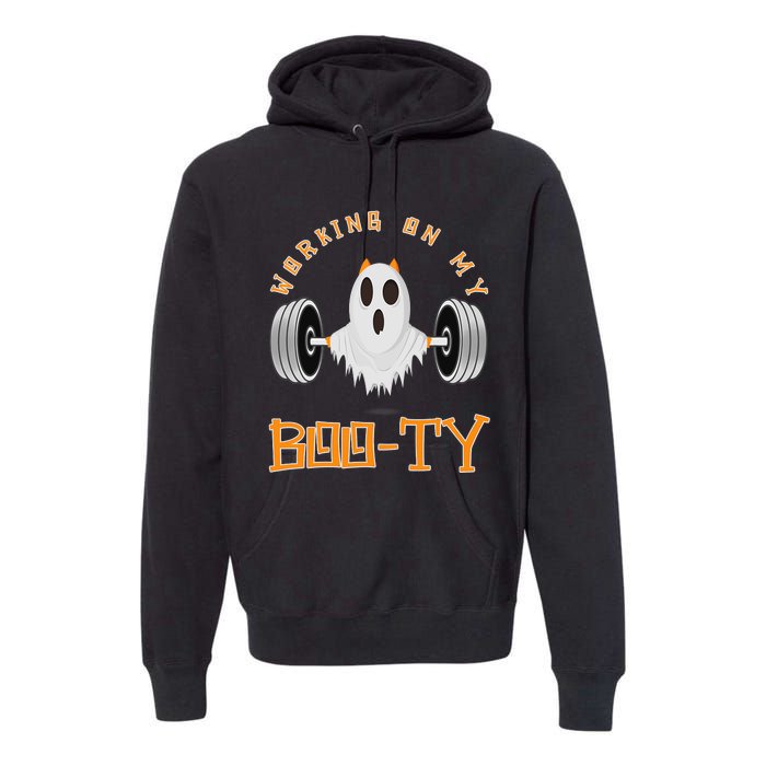 Funny Halloween Workout Gym Working On My Boo Ty Ghost Premium Hoodie