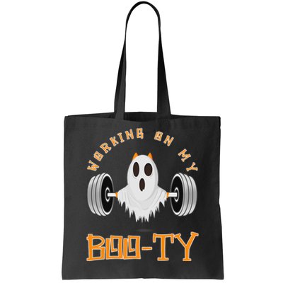 Funny Halloween Workout Gym Working On My Boo Ty Ghost Tote Bag