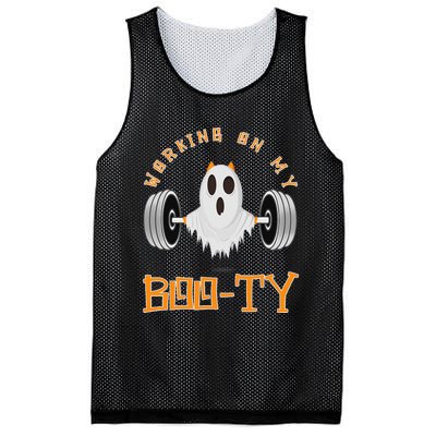 Funny Halloween Workout Gym Working On My Boo Ty Ghost Mesh Reversible Basketball Jersey Tank