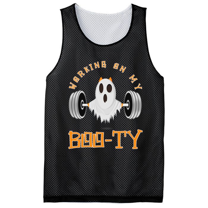 Funny Halloween Workout Gym Working On My Boo Ty Ghost Mesh Reversible Basketball Jersey Tank