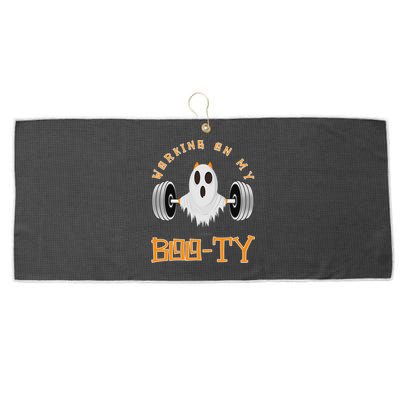 Funny Halloween Workout Gym Working On My Boo Ty Ghost Large Microfiber Waffle Golf Towel