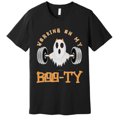 Funny Halloween Workout Gym Working On My Boo Ty Ghost Premium T-Shirt