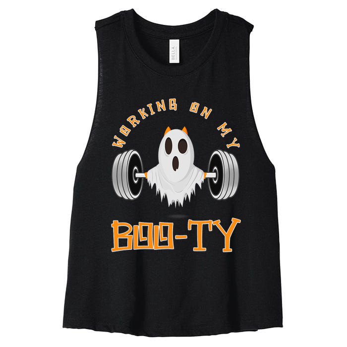 Funny Halloween Workout Gym Working On My Boo Ty Ghost Women's Racerback Cropped Tank