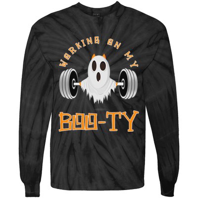 Funny Halloween Workout Gym Working On My Boo Ty Ghost Tie-Dye Long Sleeve Shirt