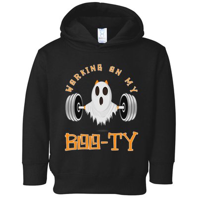 Funny Halloween Workout Gym Working On My Boo Ty Ghost Toddler Hoodie