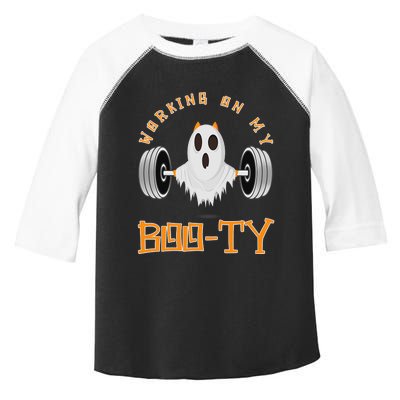 Funny Halloween Workout Gym Working On My Boo Ty Ghost Toddler Fine Jersey T-Shirt