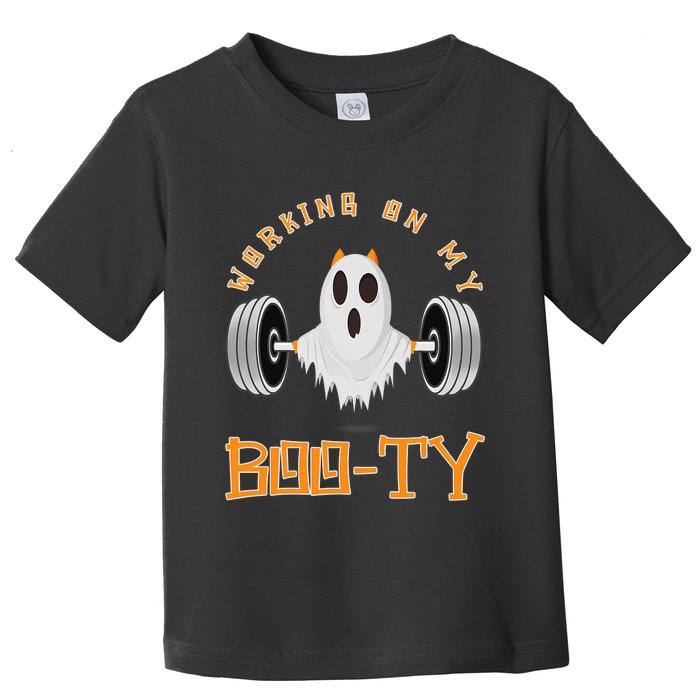 Funny Halloween Workout Gym Working On My Boo Ty Ghost Toddler T-Shirt