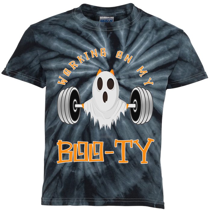 Funny Halloween Workout Gym Working On My Boo Ty Ghost Kids Tie-Dye T-Shirt