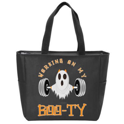 Funny Halloween Workout Gym Working On My Boo Ty Ghost Zip Tote Bag