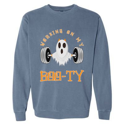 Funny Halloween Workout Gym Working On My Boo Ty Ghost Garment-Dyed Sweatshirt